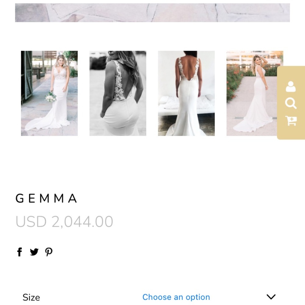 Goddess by nature -Gemma wedding dress. Fits like size ~4